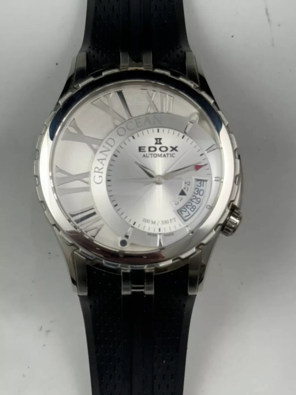 Edox Grand Ocean Automatic Swiss 46mm Ivory Face Watch Box Paper US Seller 82007 - Image 5